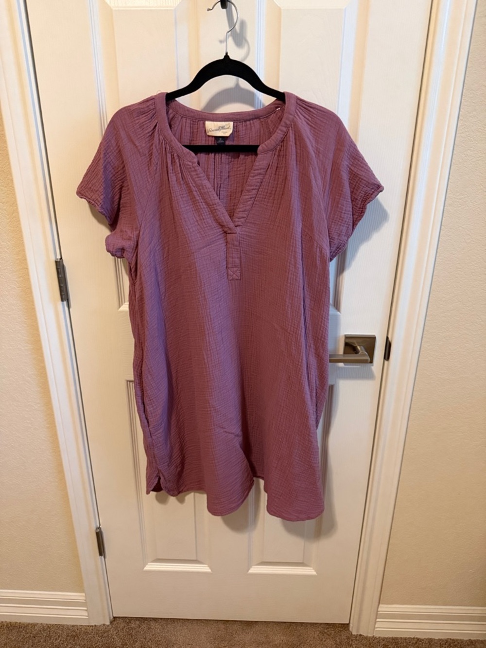 Universal Thread Dusty Mauve Short-Sleeve Gauze Mini Dress